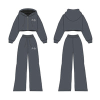 Crop Zip Jacket + Flare Pant Set (GREY)
