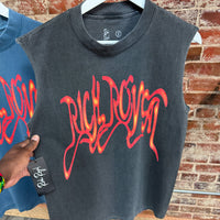 Burning Cursive Muscle Tee (FADED BLACK)