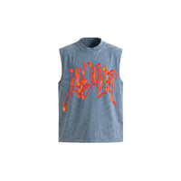 Burning Cursive Muscle Tee (FADED BLUE)
