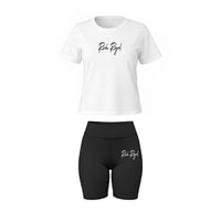 Boxy Tee + Biker Short (WHITE/BLACK)