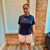 Boxy Tee + Biker Short (NAVY/PINK)