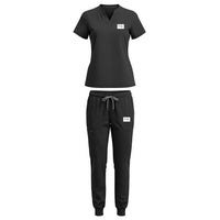 UNISEX: Scrub V-Neck + Jogger Set (BLACK)