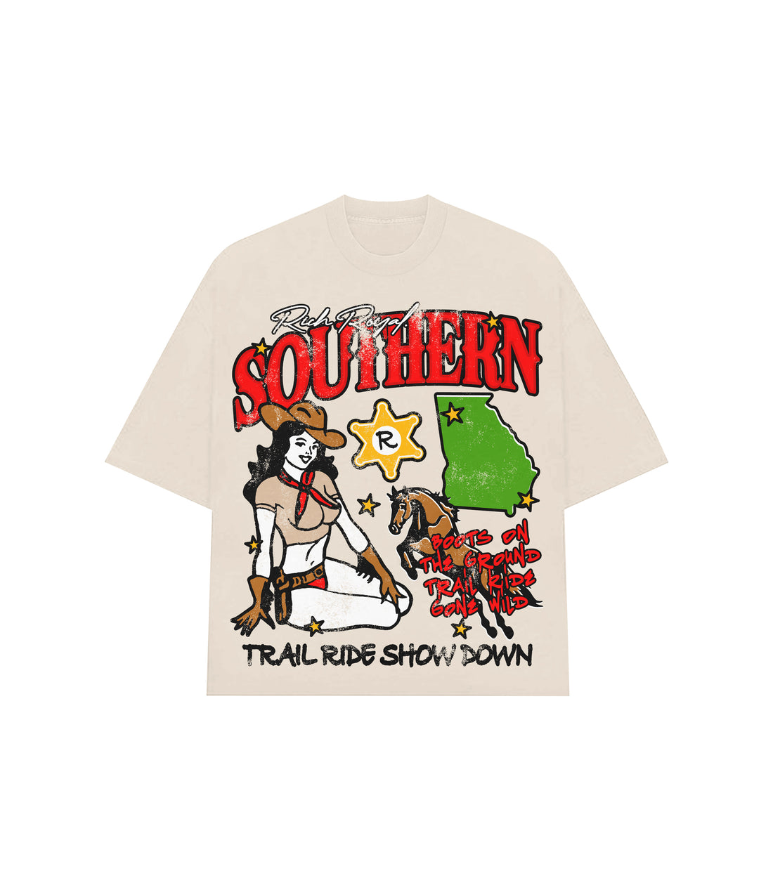OVERSIZED: Southern Trail Ride Tee (CREAM)