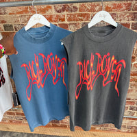 Burning Cursive Muscle Tee (FADED BLACK)