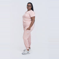 UNISEX: Scrub V-Neck + Jogger Set (PALE PINK)