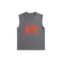 KIDS: Burning Cursive Muscle Tee (GREY)