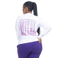 Varsity ‘Ombre’ Front+Back L/S Tee (WHITE/PINK/PURPLE)