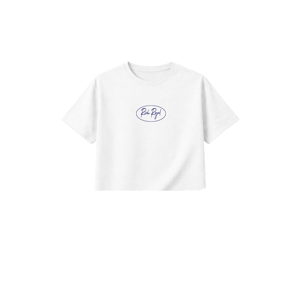 *WOMEN CROP TOP* Oval Tee (WHITE/NAVY)