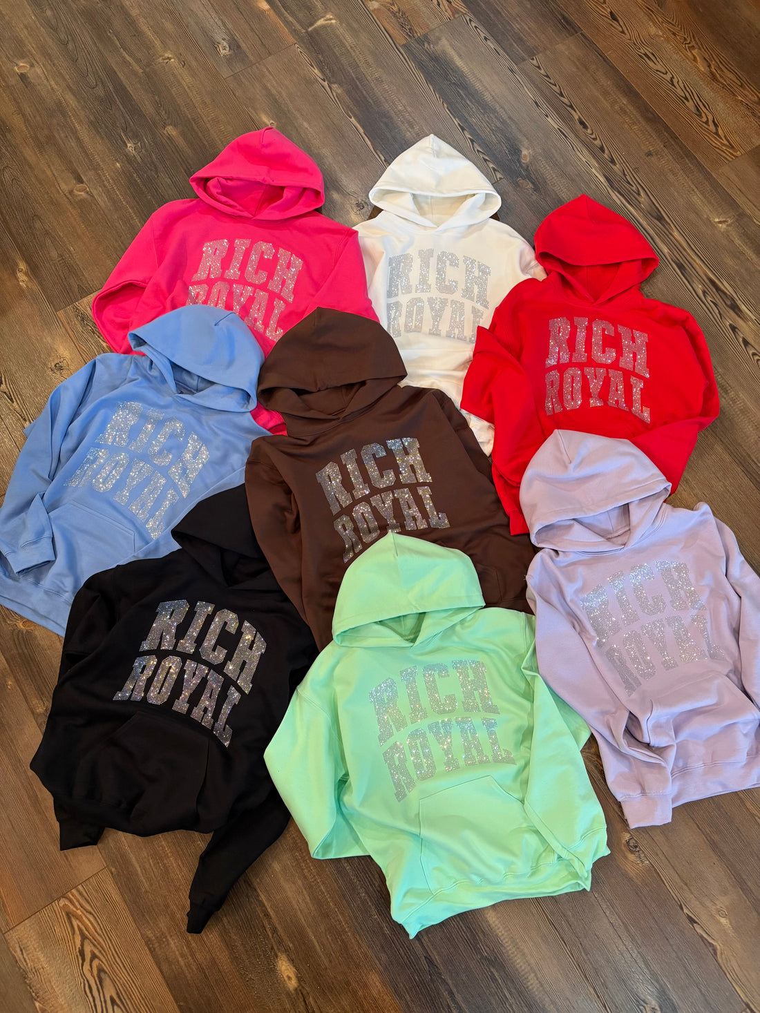 Jumbo Varsity Rhinestone Hoodie (MINT)