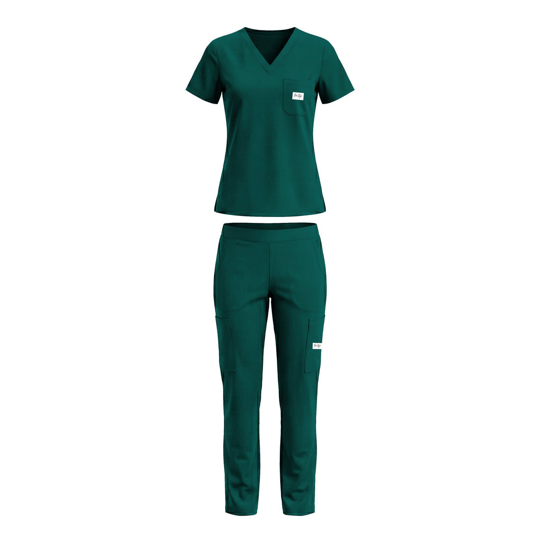 UNISEX: Scrub V-Neck + Straight-Leg Set (FOREST GREEN)