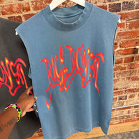 Burning Cursive Muscle Tee (FADED BLUE)