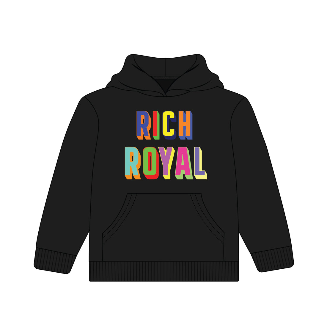 KIDS: Retro Hoodie (BLACK/MULTICOLOR)