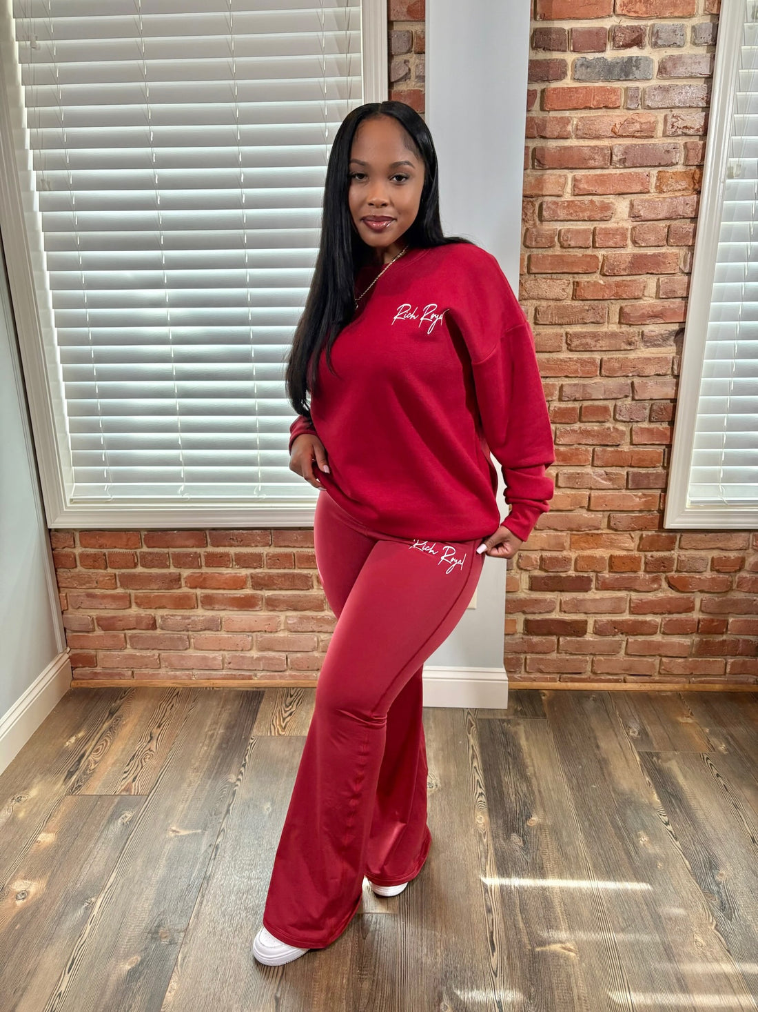 Oversized Crewneck + Flare Leggings (WINE)