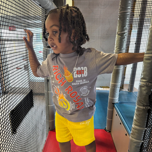 KIDS: Legacy Tee + Short Set (GREY/YELLOW)