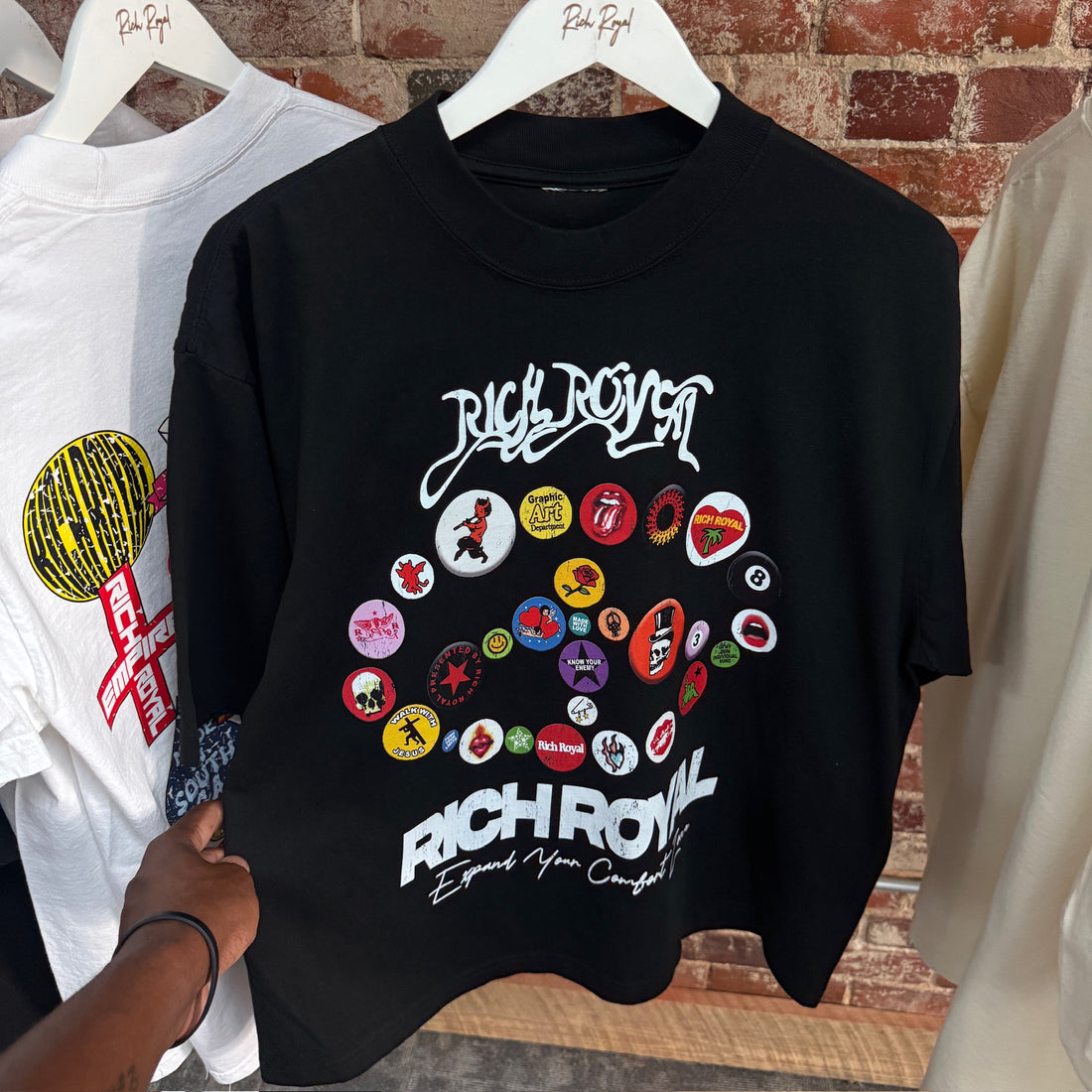 OVERSIZED: Peace Pins Tee (BLACK)