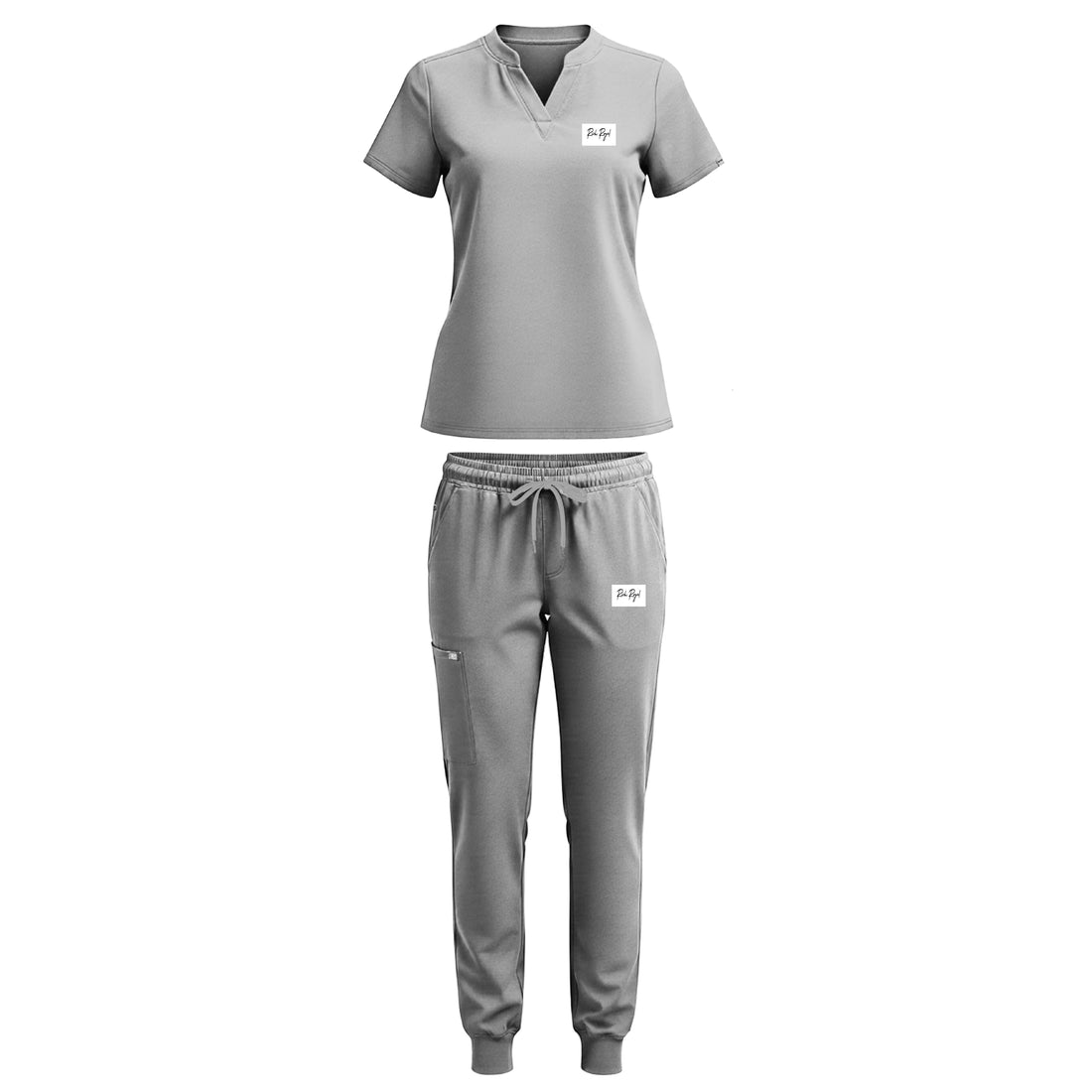 UNISEX: Scrub V-Neck + Jogger Set (GREY)