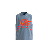 Burning Cursive Muscle Tee (FADED BLUE)