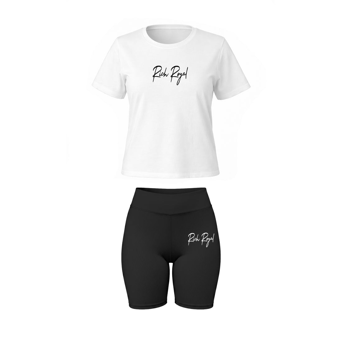 Boxy Tee + Biker Short (WHITE/BLACK)
