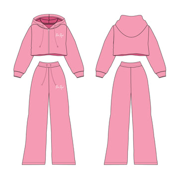 Crop Zip Jacket + Flare Pant Set (PINK)