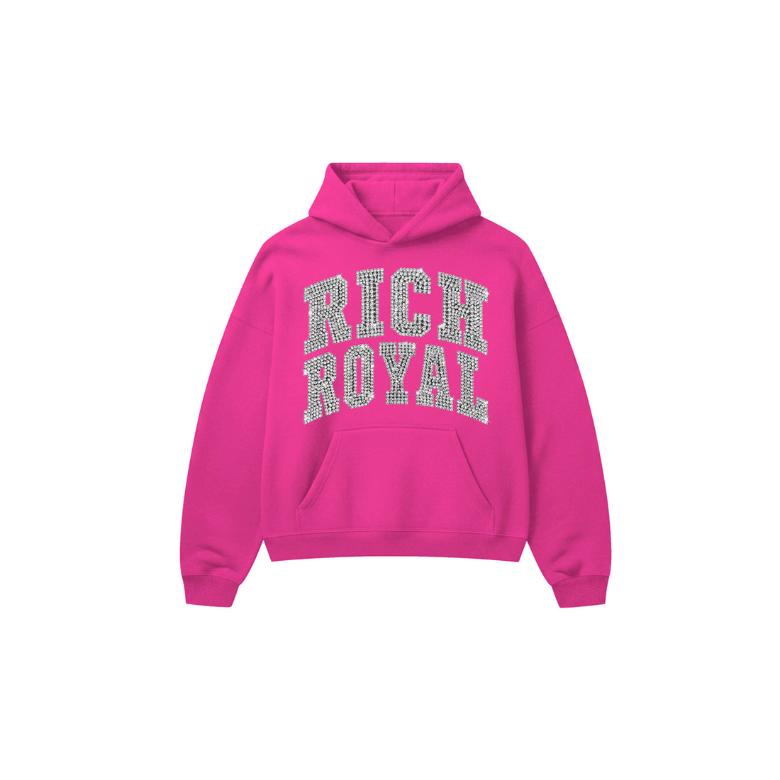 Jumbo Varsity Rhinestone Hoodie (FUCHSIA)