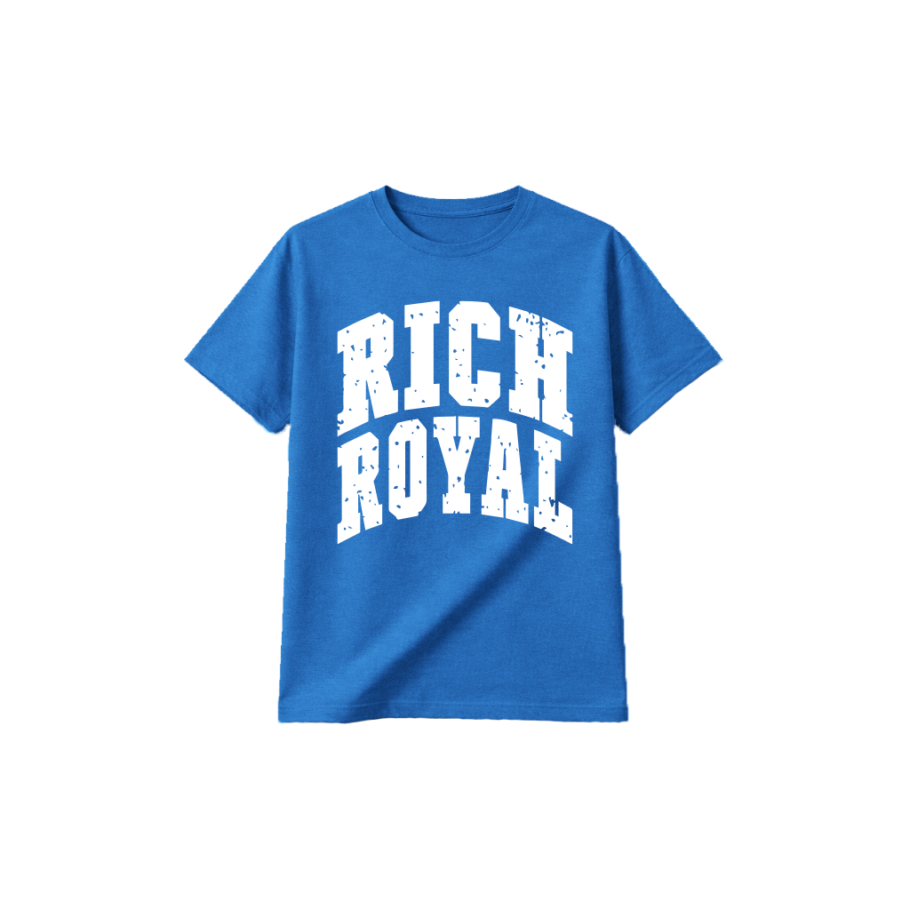 Jumbo Varsity Distress Tee (HEATHER-ROYAL/WHITE)