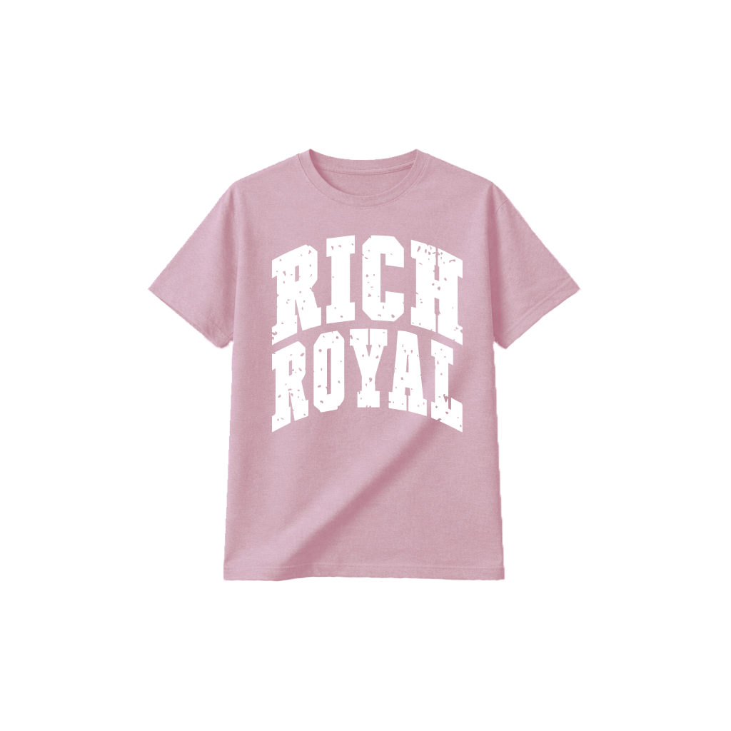 Jumbo Varsity Distress Tee (MAUVE/WHITE)