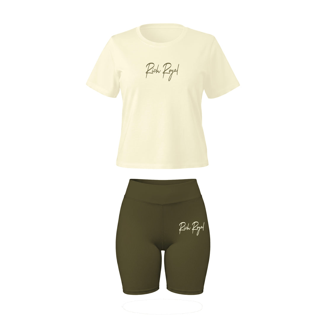 Boxy Tee + Biker Short (CREAM/OLIVE)
