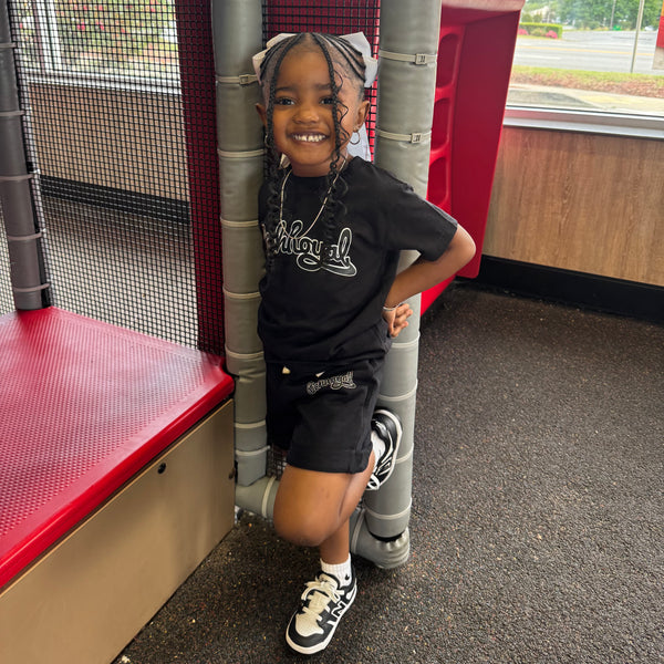 KIDS: Groovy Tee + Short Set (BLACK/BLACK)