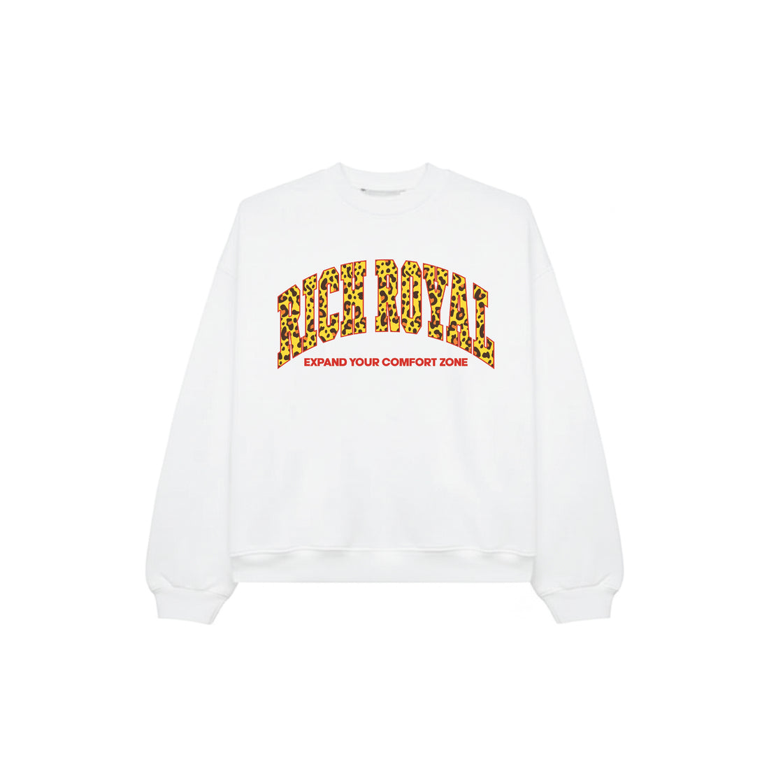 Varsity Slogan Crewneck (WHITE/LEOPARD)