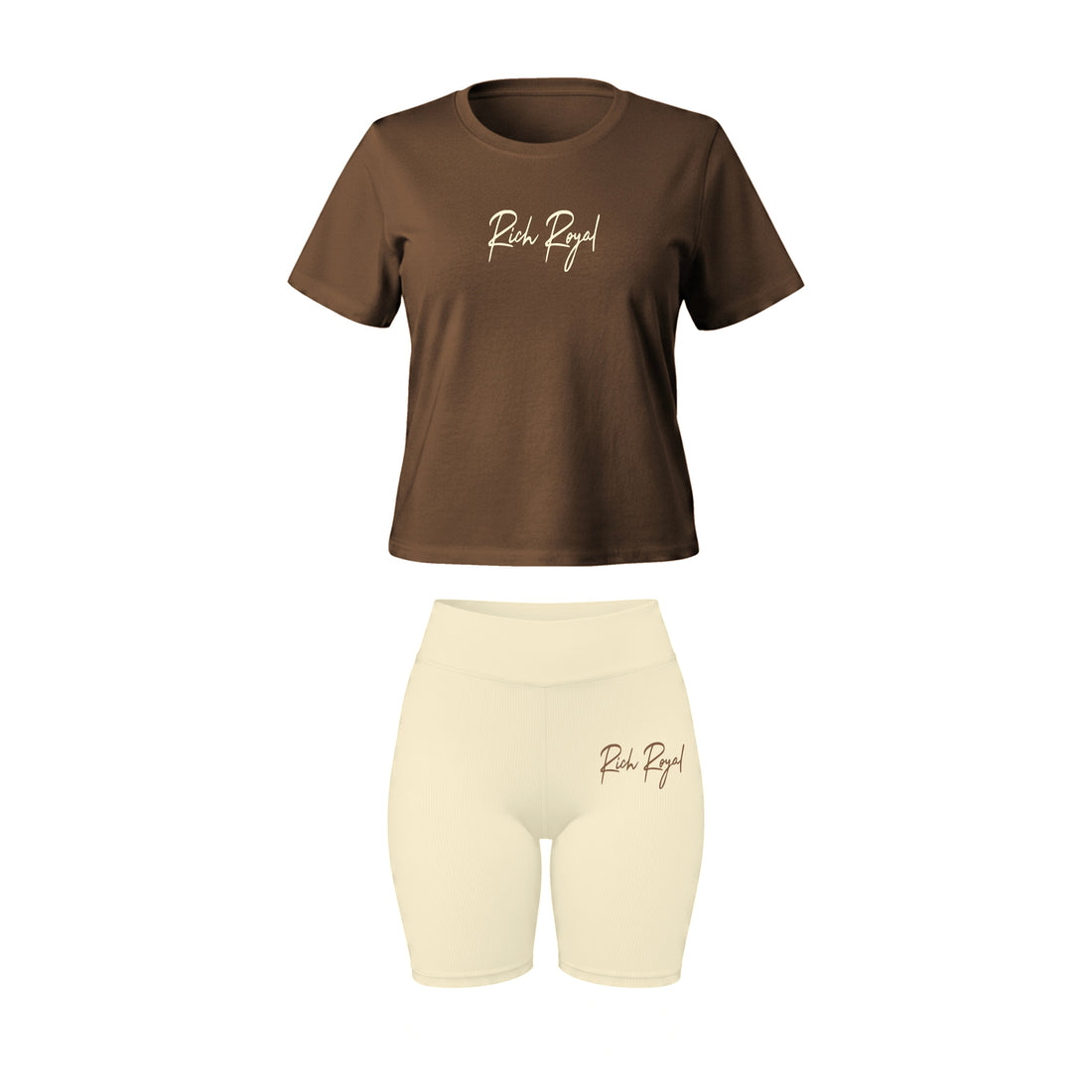 Boxy Tee + Biker Short (MOCHA/CREAM)