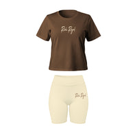 Boxy Tee + Biker Short (MOCHA/CREAM)