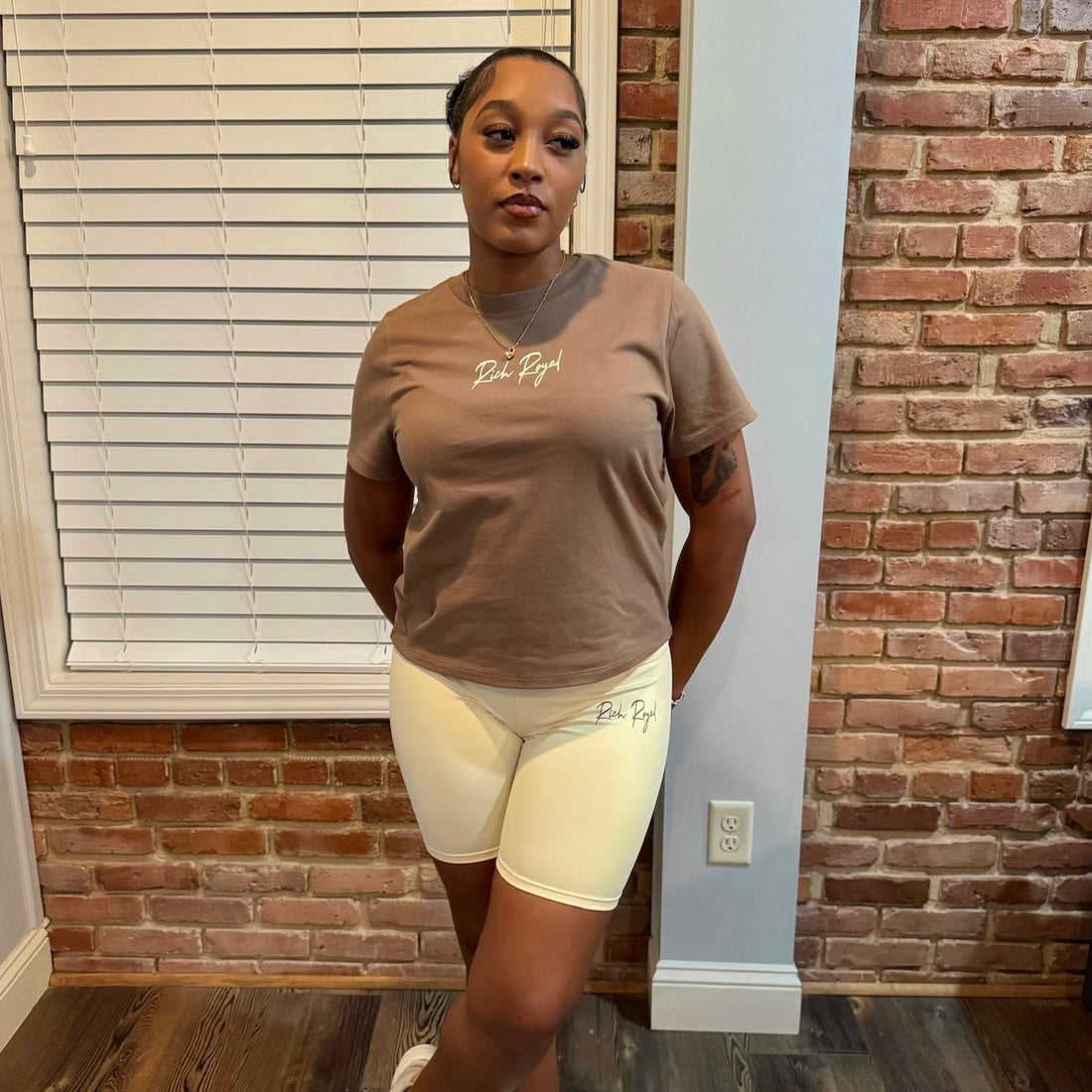 Boxy Tee + Biker Short (MOCHA/CREAM)