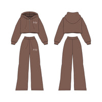 WOMEN: Crop Zip Jacket + Flare Pant Set (EXPRESSO)