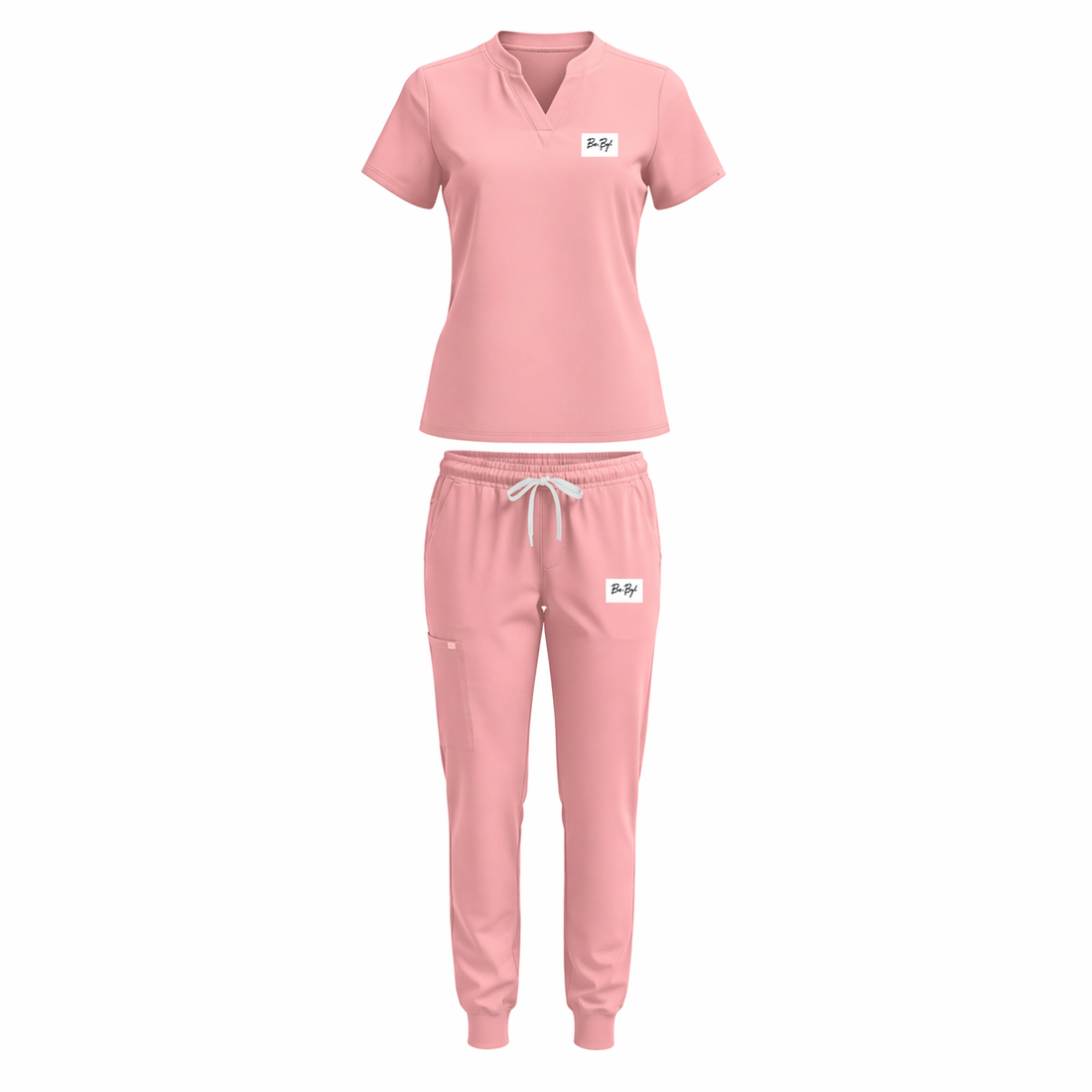 UNISEX: Scrub V-Neck + Jogger Set (PALE PINK)