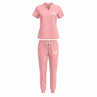 UNISEX: Scrub V-Neck + Jogger Set (PALE PINK)