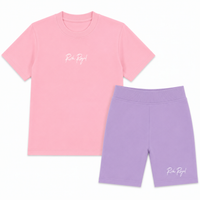 TODDLER: Biker Short Set (PINK/LAVENDER)