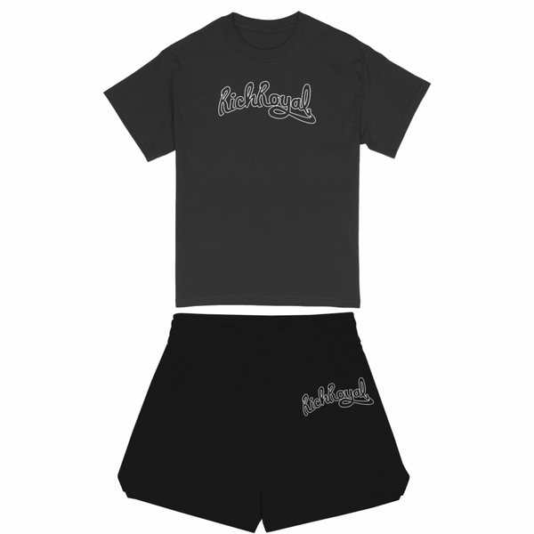 KIDS: Groovy Tee + Short Set (BLACK/BLACK)