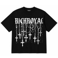 OVERSIZED: Rosary Rhinestone Tee (BLACK)