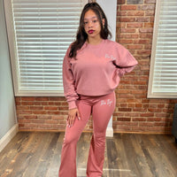 Oversized Crewneck + Flare Leggings (MAUVE)