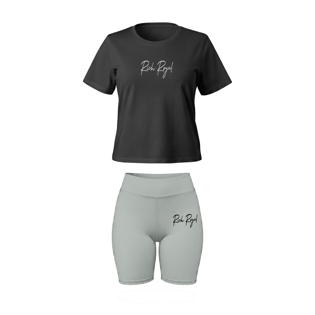 Boxy Tee + Biker Short (BLACK/GREY)