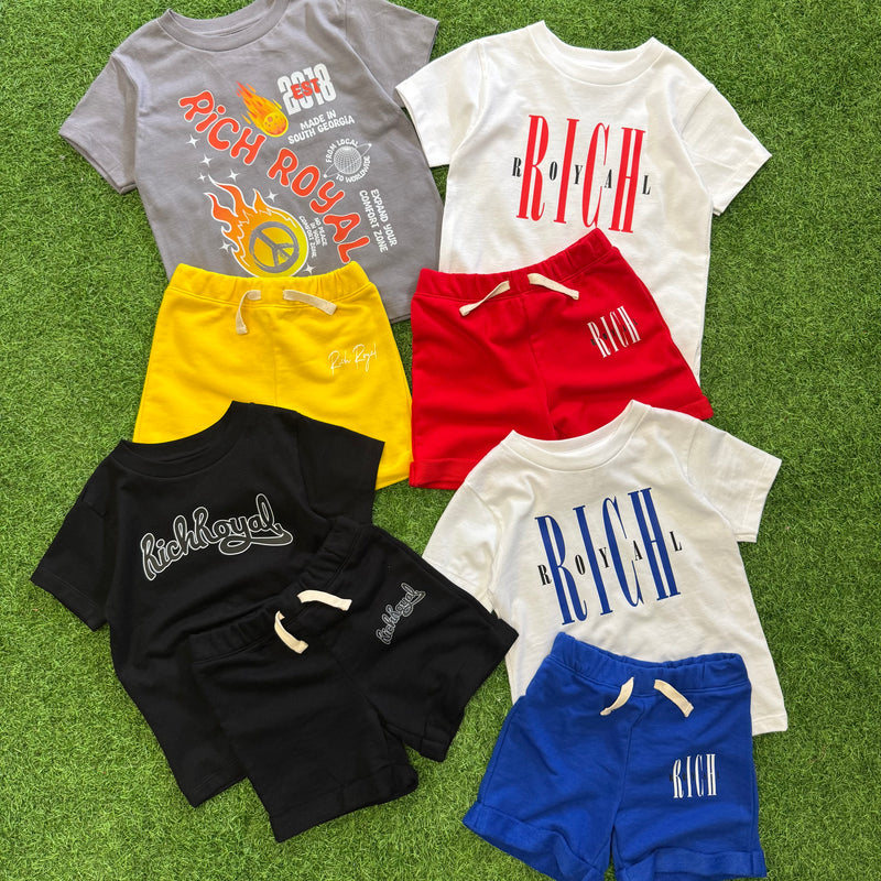 KIDS: Legacy Tee + Short Set (GREY/YELLOW)