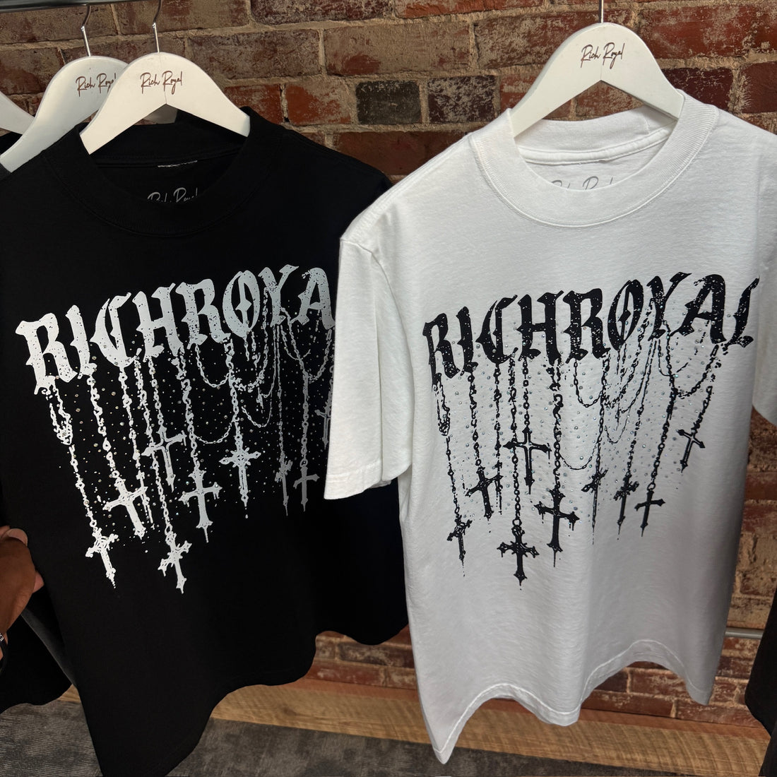 OVERSIZED: Rosary Rhinestone Tee (BLACK)