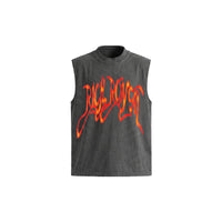 Burning Cursive Muscle Tee (FADED BLACK)