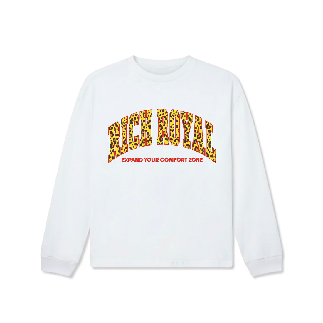 Varsity Slogan Long-Sleeve Tee (WHITE/LEOPARD)
