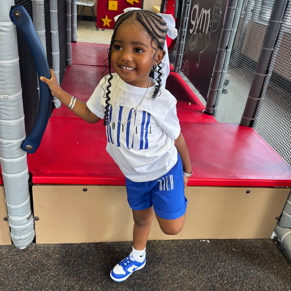 KIDS: Nirvana Tee + Short Set (WHITE/ROYAL)