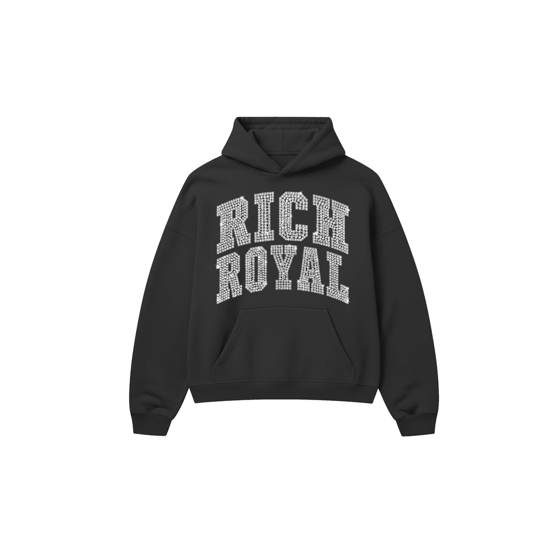 Jumbo Varsity Rhinestone Hoodie (BLACK)