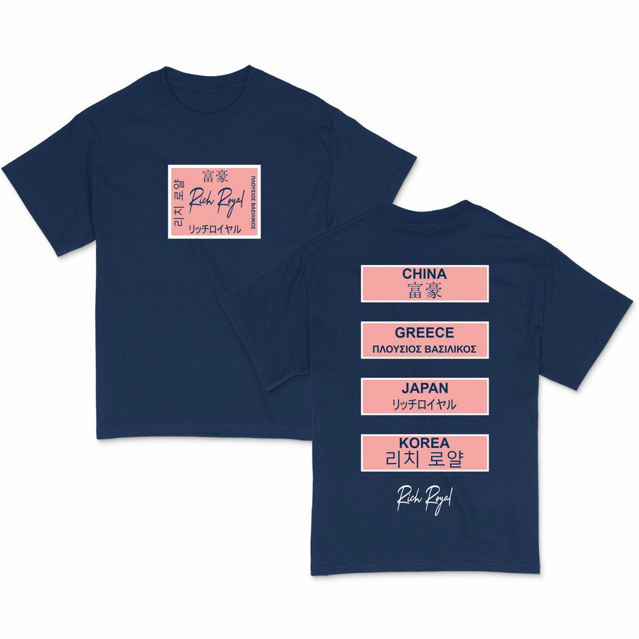 Foreign Language Tee (NAVY/ROSE)