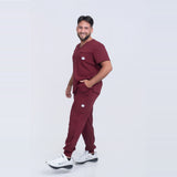 UNISEX: Scrub V-Neck + Jogger Set (BURGUNDY)
