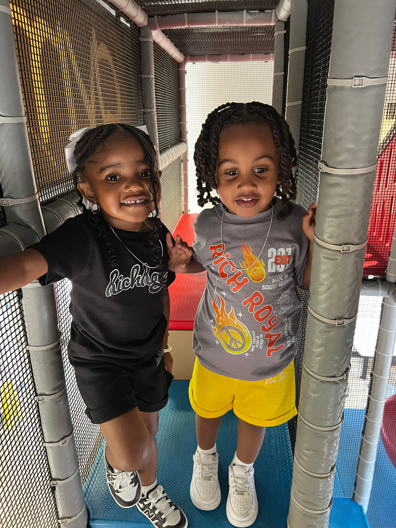 KIDS: Legacy Tee + Short Set (GREY/YELLOW)