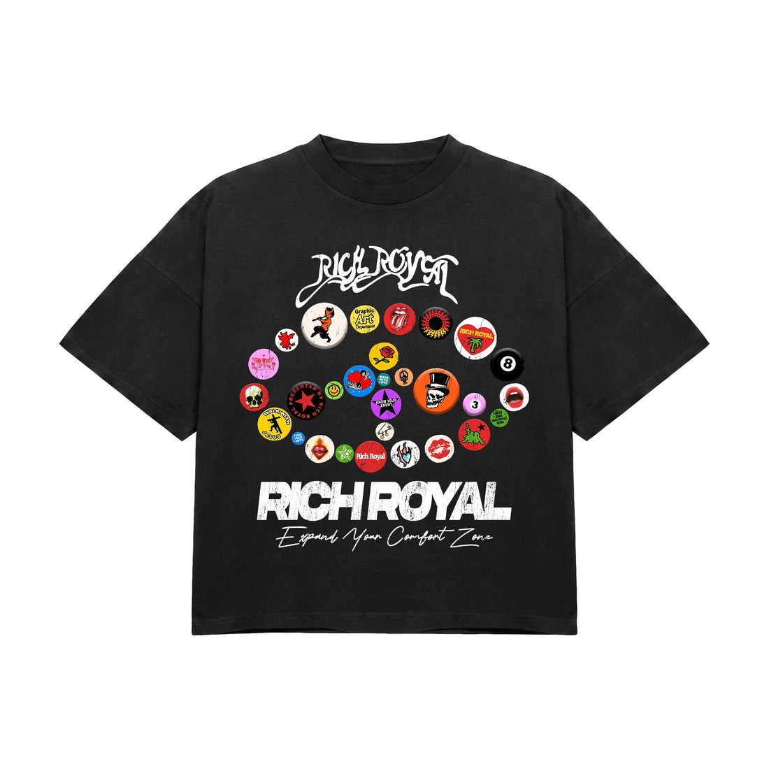OVERSIZED: Peace Pins Tee (BLACK)